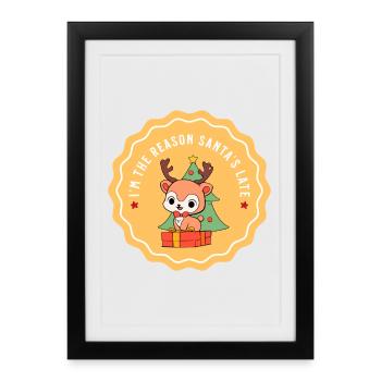 Funny Reindeer Outfit for Christmas Party - Framed poster (27 × 37 cm) - black - Front