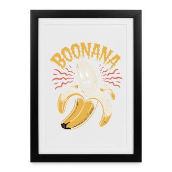 Boonana Banana Ghost Halloween Jeu de mots pour - Affiche encadrée (27 × 37 cm) - noir - Devant