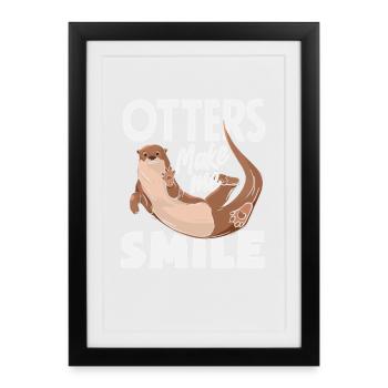 Smiling Sea Otter Cartoon - Framed poster (27 × 37 cm) - black - Front