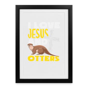 Jesus Sea Otter Cartoon - Framed poster (27 × 37 cm) - black - Front