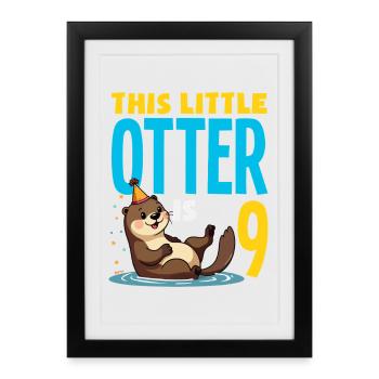 This Otter is 9 - Cute Birthday Motif - Framed poster (27 × 37 cm) - black - Front