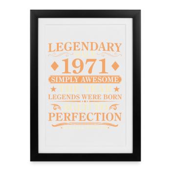 Millésime 1971 Né - Millésime 55ème Anniversaire - Affiche encadrée (27 × 37 cm) - noir - Devant