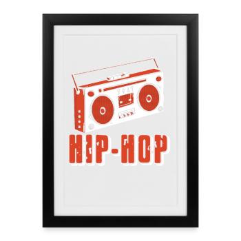 Rétro Beats Cassette Cassette Musique Vintage - Affiche encadrée (27 × 37 cm) - noir - Devant