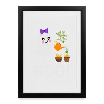 Cute Ghost Boo! Water the ghost plants - Framed poster (27 × 37 cm) - black - Front