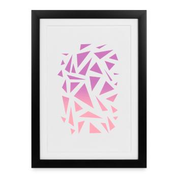 Motif triangulaire - Rose violet - Affiche encadrée (27 × 37 cm) - noir - Devant