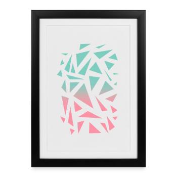 Motif triangulaire - Turquoise Pink - Affiche encadrée (27 × 37 cm) - noir - Devant