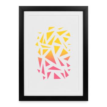 Motif triangulaire - Jaune Rouge - Affiche encadrée (27 × 37 cm) - noir - Devant