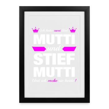 Stiefmutter Muttertag Bonus Mama Mutter Geschenk - Gerahmtes Poster (27 × 37 cm) - Schwarz - Vorne
