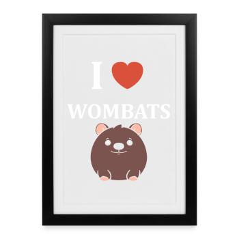 J adore les wombats - Affiche encadrée (27 × 37 cm) - noir - Devant