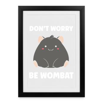 Wombat Paisible Motif Joie - Affiche encadrée (27 × 37 cm) - noir - Devant