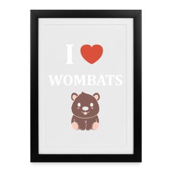 I love Soft Wombats - Framed poster (27 × 37 cm) - black - Front