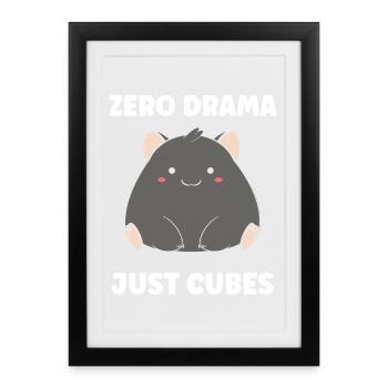 Zero Drama Just Cubes wombat - Affiche encadrée (27 × 37 cm) - noir - Devant