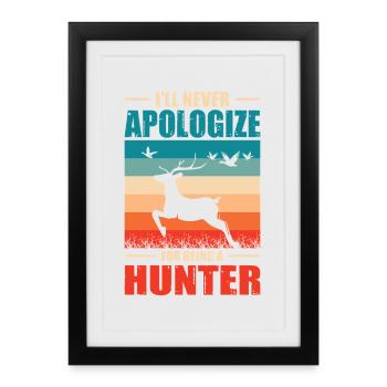Cadeau de chasseur Chasse Examen de chasseur - Affiche encadrée (27 × 37 cm) - noir - Devant