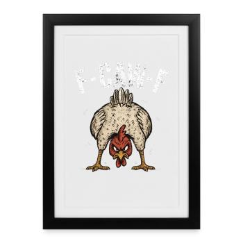 F Caw F Hahn Karikatur - Gerahmtes Poster (27 × 37 cm) - Schwarz - Vorne