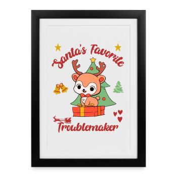 Merry Christmas design with reindeer motif - Framed poster (27 × 37 cm) - black - Front