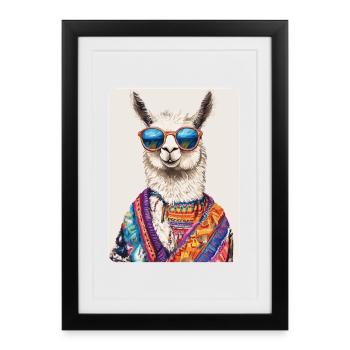 lama - Affiche encadrée (27 × 37 cm) - noir - Devant