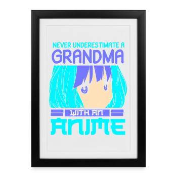 Anime Manga Otaku Kawaii Japon Cosplay Grand-mère - Affiche encadrée (27 × 37 cm) - noir - Devant