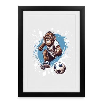 Monkey Football Team - Framed poster (27 × 37 cm) - black - Front