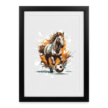 Equipe de Football Hippique - Affiche encadrée (27 × 37 cm) - noir - Devant