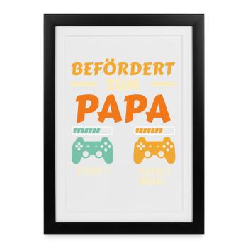 Future papa PROMU À PAPA Drôle - Affiche encadrée (27 × 37 cm) - noir - Devant
