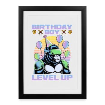 Anniversaire Gamer VR - Affiche encadrée (27 × 37 cm) - noir - Devant