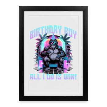 Anniversaire Gamer VR - Affiche encadrée (27 × 37 cm) - noir - Devant