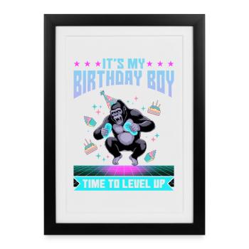 Anniversaire Gamer VR - Affiche encadrée (27 × 37 cm) - noir - Devant
