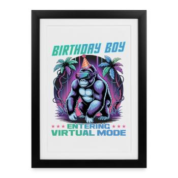 Anniversaire Gamer VR - Affiche encadrée (27 × 37 cm) - noir - Devant
