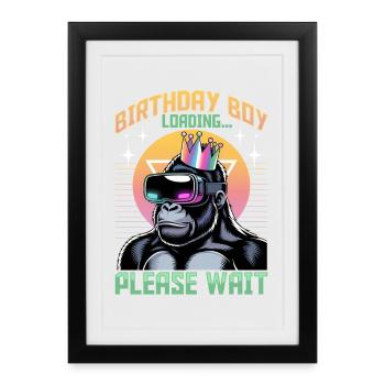 Anniversaire Gamer VR - Affiche encadrée (27 × 37 cm) - noir - Devant