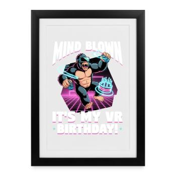 Anniversaire Gamer VR - Affiche encadrée (27 × 37 cm) - noir - Devant