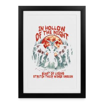 Créatures mythologiques du diable de Jersey - Affiche encadrée (27 × 37 cm) - noir - Devant