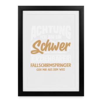 Funny Skydiver Adrenaline Junkie Hard - Framed poster (27 × 37 cm) - black - Front