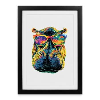 Nilpferd Flusspferd Mama Hippopotamus Cooles Hippo - Framed poster (27 × 37 cm) - black - Front