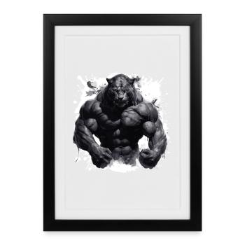 Leopard Muscles Bodybuilding Beast - Framed poster (27 × 37 cm) - black - Front