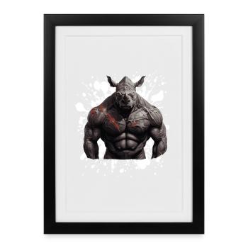 Rhino Muscles Bodybuilding Beast - Framed poster (27 × 37 cm) - black - Front