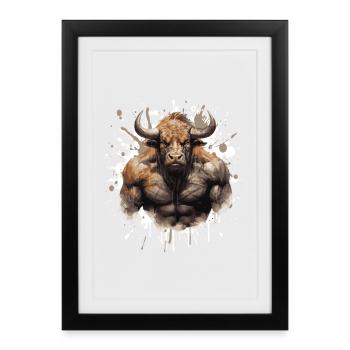 Bison Muscles Bodybuilding Beast - Framed poster (27 × 37 cm) - black - Front