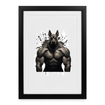 Doberman Dog Muscles Workout Beast - Framed poster (27 × 37 cm) - black - Front