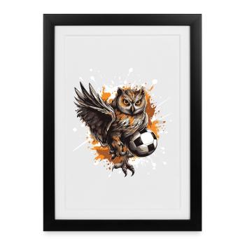 Équipe de football Owl - Affiche encadrée (27 × 37 cm) - noir - Devant