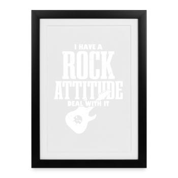 J’ai une attitude rock avec ce groupe de rock - Affiche encadrée (27 × 37 cm) - noir - Devant