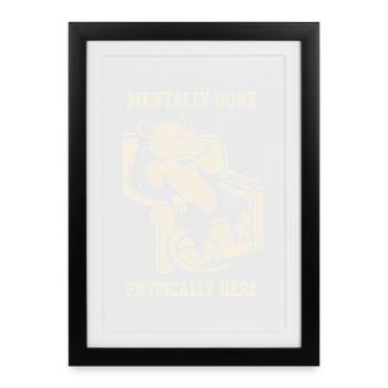 mentalement parti physiquement ici opossum humour mème - Affiche encadrée (27 × 37 cm) - noir - Devant