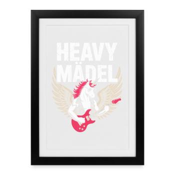 Heavy Metal Rock Festival Unicorn Heavy Girl - Framed poster (27 × 37 cm) - black - Front