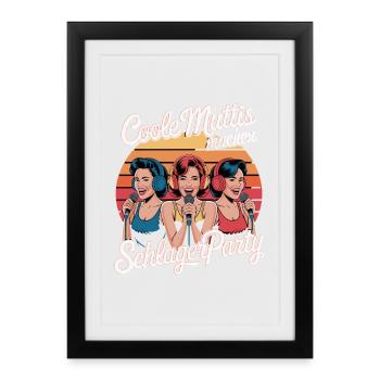Cool Moms Making SchlagerParty Musique Rétro Amusante - Affiche encadrée (27 × 37 cm) - noir - Devant