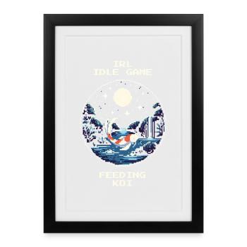 IRL Idle Game: Feeding Koi | Garden pond - Framed poster (27 × 37 cm) - black - Front