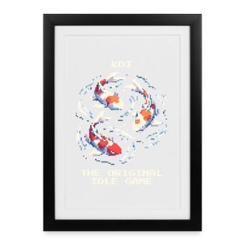 Koi : le jeu d’inactivité original | Jardin Étang Zen - Affiche encadrée (27 × 37 cm) - noir - Devant