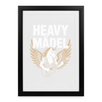 Heavy Metal Rock Festival Unicorn Heavy Girl - Framed poster (27 × 37 cm) - black - Front