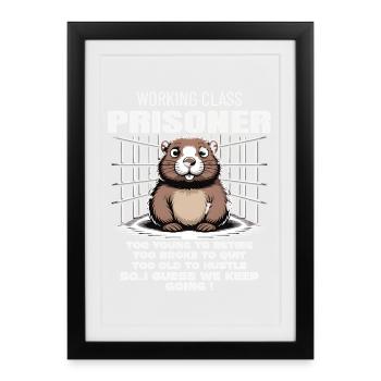 Lundi Trapped Work Drôle Tenue De Travail - Affiche encadrée (27 × 37 cm) - noir - Devant