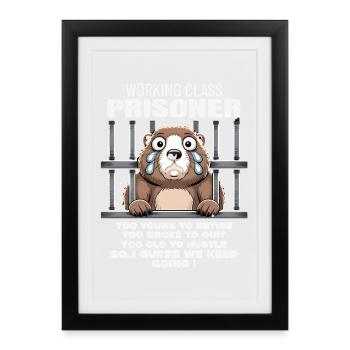 Lundi Trapped Work Drôle Tenue De Travail - Affiche encadrée (27 × 37 cm) - noir - Devant