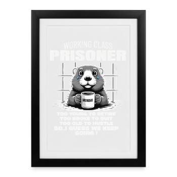 Lundi Trapped Work Drôle Tenue De Travail - Affiche encadrée (27 × 37 cm) - noir - Devant
