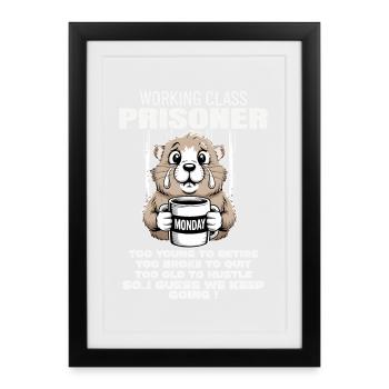 Lundi Trapped Work Drôle Tenue De Travail - Affiche encadrée (27 × 37 cm) - noir - Devant