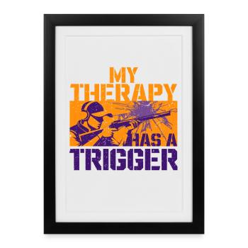 Clay pigeon shooting Target shooting - Framed poster (27 × 37 cm) - black - Front